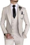 3 Piece Suit Slim Fit Double Breasted Mens Suits for Wedding Party Formal Prom One Button Blazer Vest Pants Sets