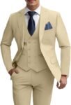 Mens 3 Piece Slim Fit Suit Set, Double Breasted Blazer Vest Pants Business Tuxedo Dress