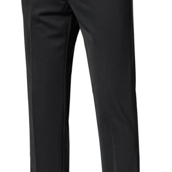 Men's Regular Fit Dress Pants Casual Business Flat Front Mens Wrinkle Free Comfort Stretch Pants