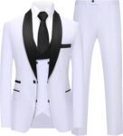 Suits for Men Slim Fit 3 Piece Mens Suit Shawl Lapel Jacket Vest Pants Formal Wedding Prom Men's Tuxedo Suit Set