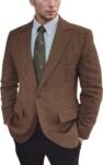 Vintage Mens Tweed Blazer Retro Wool Blend Suit Jackets Herringbone Two Button Sport Coat Prom Business Casual Wedding