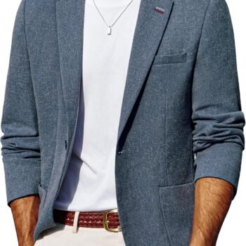Mens Blazer Casual Sport Coats Lightweight One Button Suit Jacket for Summer