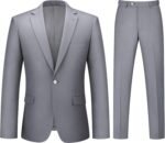 Mens Suit 2 Piece Suits for Men One Button Slim Fit Solid Jacket & Pants Tuxedo Set Business Wedding Party